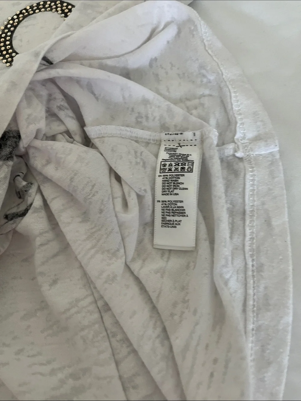 Forever 21 White Short Sleeve Graphic Tee with Studded Text